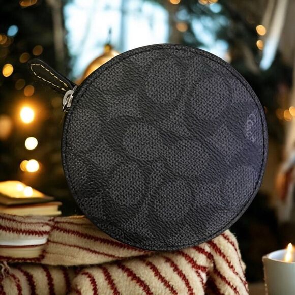 NWT Coach CX348 Signature Canvas Coin Case With Halloween Cat - Picture 2 of 6